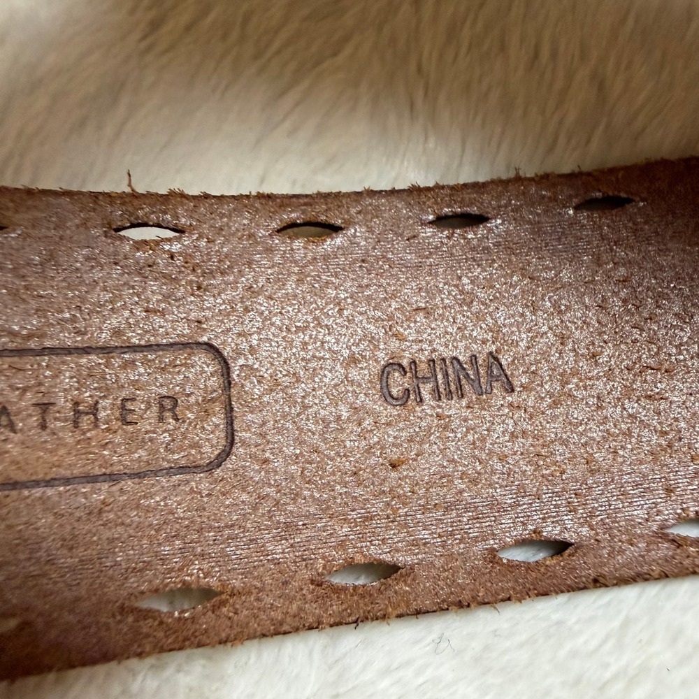 Fossil Leather Belt Womens Small Tan Brown Boho Sunflower Buckle BT2849 231 - Picture 6 of 8